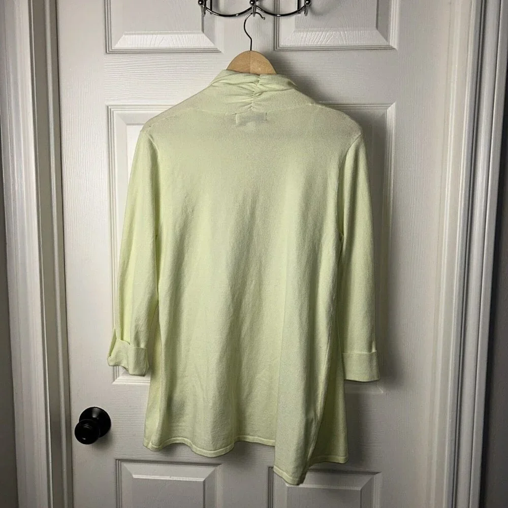Magaschoni Key Lime Green Open Front Rolled Sleeve Duster Cardigan Size Medium
